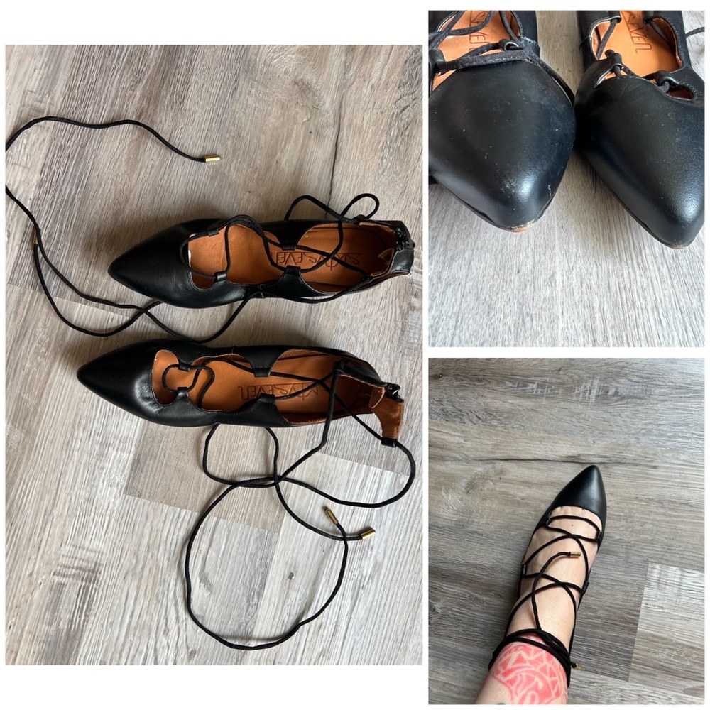 sixtyseven : leather lace up ankle tie flat sandals